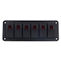 Miniatyrbilde 7 av 8: 6-veis vippebryterpanel LED-bakgrunnsbelyst på/av-bryter vanntett kretsbeskyttelse for bil RV buss marinebåt ATV UTV rød