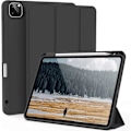 Pikkukuva 1 / 5: Musta, suojaava kotelo iPad Pro 11-tuumaiselle (18/20/21/22) -mallille, kynäpaikalla, erittäin ohut kolmiosainen Smart Cover, tukee kynän latausta, automaattinen lepotila/herätys