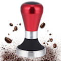 Miniatyrbillede 5 af 8: 58mm Justerbar Højde Rustfrit Stål Kaffe Pulver Tamper med Håndtag til Kaffemaskine Rød