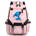 Miniatyrbild 1 av 8: Ny Lilo & Stitch USB Laddningsväska Datorväska Resväska Casual Barnskolväska Student Skolväska Rosa pink