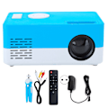 Miniatyrbilde 1 av 8: Mini bærbar projektor LED hjemmekino videomediespiller projektor med stativ 100‑240V hvit blå EU-plugg