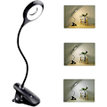 Miniatyrbilde 1 av 5: 3W Oppladbar Trådløs LED Skrivebordslampe, 24 LED-er, Berørings Sengelampe med Klemme, 3 Farger og 3 Intensitet, Liten Leselampe for Lesing i Sengen, Bærbar Bl