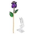 Miniatyrbillede 3 af 8: 24K forgyldt roseblomst til fødselsdag Valentinsdag dekorationer ornamenter med base