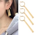 Miniatyrbilde 6 av 8: Bar Dangle Øredobber Kompakt Struktur Legering Lett Glansfull Bærbar Bar Dangle Øredobber for Kvinner Jente Menn