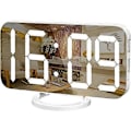 Miniatyrbild 1 av 5: Digital väckarklocka, stor spegelvänd LED-display, med USB-laddare, snooze-funktion, dimläge, vägghängande bordsklocka för sovrum (Vit)