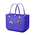 Miniatyrbillede 5 af 5: Strandtaske Gummi Tote Taske - Vandtæt Rejsetaske til Kvinder Vaskbar Tote Taske Håndtaske til Sport Strand Marked Pool ZD W Lilla stor
