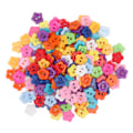 Miniatyrbilde 2 av 8: 200 stk blandede farger harpiksknapp 15mm plommeblomst 2 hull plast barn genser skjorte spenne