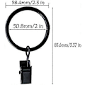 Miniatyrbillede 2 af 5: Gardinringe, 20 stk. Sorte metal gardinringe med klemmer Gardinkroge til vindue soveværelse stue balkon gardinstænger (50 MM)