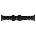 Miniatyrbild 2 av 8: Justerbart klockarmband i silikon, tvåfärgat, andningsbart, vattentätt klockarmband för Iwatch, kol svart 38 mm / 1,5 tum 40 mm / 1,57 tum 41 mm / 1,61 tum