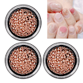 Pikkukuva 6 / 8: 3 Box Nail Art Muodikas teräspallokynsi Tee itse metalliset mikrohelmet manikyyrityökaluGZ11
