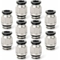Miniatyrbillede 1 af 5: 10 stk. Han-Straight 6mm Rør OD x 1/8\" BSP Gevind Push-In Hurtigkobling Med Pakninger (PC6-01)