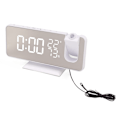 Miniatyrbillede 5 af 8: FM-radio LED digitalt smart vækkeur LED digitalt projektionsvækkeur til soveværelse seng hvid krop hvidt tegn