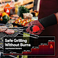 Miniatyrbillede 2 af 4: 1 par grillhandsker, varmebestandige op til 800°C, skridsikre ovnhandsker til pejs, rød