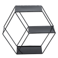 Miniatyrbillede 8 af 8: Hex hylder Simple Smedejern Sekskantet soveværelse Stue Kontor Væghylde Dekoration Sort
