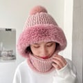 Miniatyrbilde 2 av 3: Vinter Varm Strikket Beanie Lue og Halsvarmer Sett, Fleksibel Strikket Beanie Lue, Dame Strikket Balaklava for Utendørs Sport One Size
