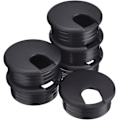 Miniatyrbilde 1 av 5: 6-delt sett med 45 mm svarte skrivebordshylser i plast for ledningshåndtering