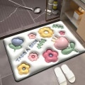 Miniatyrbillede 5 af 8: Diatoméjord Gulv Måtte 3D Visuel Vandabsorberende Hurtigtørrende Gulvmåtte til Badeværelse H1