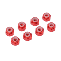 Miniatyrbilde 6 av 8: 8 stk. låsemutter i aluminiumlegering med nylonfôr M2 sekskant låsemutter for Axial Scx24 1/24 RC-modeller rød