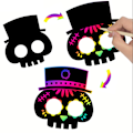 Miniatyrbillede 5 af 8: 8 stk. Halloween regnbue ridsekunst ansigtsmasker skelet heks græskar ansigtsmasker Halloween festartikler forsyninger dekorationer til børn
