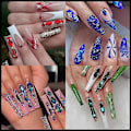 Miniatyrbild 3 av 5: Set med 24 Diamanter för Nagelkonst Grunda Nageldekorationer Diamantillusion Nagelform Lyx 01VitDiamant