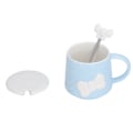 Miniatyrbillede 8 af 8: 400 ml sød sløjfe keramisk te mælk vand kop kaffe krus med låg rustfrit stål ske til hjemmet ferie gaver blå