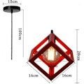 Miniatyrbilde 2 av 5: E27 Firkantet Pendellampe, Metall Taklampe, Kubeskjerm i smijern, Justerbar Taulampett for Stue, Spisestue (Gul)