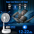Miniatyrbillede 2 af 5: Foldbar oscillerende stående ventilator med fjernbetjening, bærbar lydsvag bordventilator, 7200mah genopladelig USB, til soveværelse kontor - GSLA Hvid