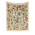 Miniatyrbild 1 av 3: Väggbonad med växter och blommor, väggdekoration i botanisk stil, boho-inredning, 150x130cm