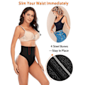 Miniatyrbillede 3 af 4: Sømløs Thong Shapewear til kvinder med mavekontrol L sort