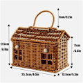 Miniatyrbilde 5 av 5: Rattan Husformet Kurv med Lokk, Høstflettkurv