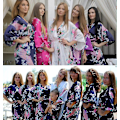 Miniatyrbilde 3 av 3: Luksuriøs silkesateng kimono-morgenkåpe - Elegant lang badekåpe for kvinners nattøy nattøy L mørkeblå