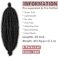 Pikkukuva 2 / 5: 24 tuumaa Pr-spars Springy Afro Twist -hiukset, 8 pakkausta Pr-Fluffed Spring Twist -hiuksia Distressed Soft Locs -kampauksiin, luonnollinen musta Marley Twist -lettikampaus E