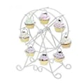 Miniatyrbillede 3 af 5: Roterende Pariserhjul Dessert Server 8 Cupcakes Serveringsbakke Karneval Cirkus Tema Rustfrit Stål Zekai Hvid