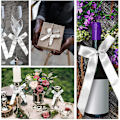 Miniatyrbild 4 av 5: Elegant vit bröllopsbilbåge - Set om 100, perfekt för bröllopsbilsdekoration, satinbandsbåge för bröllopsfester och buketter