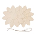 Miniatyrbillede 1 af 8: 2 stk. Træblomst Udskæringer DIY Lotus Form Ubehandlede Træ Udskæringer Hjem Have Træ Chip Dekor Vedhæng med 2 Hampetov
