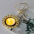 Miniatyrbild 3 av 5: 2 x Gyllene Färg Ljusstake Bord Sovrum Geometrisk Värmeljushållare