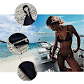 Pikkukuva 3 / 5: Musta L Uimapuku Seksikäs Push Up Pehmustettu Side Brasilialainen Bikini Kolmio Halter Matala Vyötärö String Bikini Alaosa Ranta