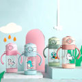 Miniatyrbild 3 av 5: Viktad halmsippykopp för småbarn - 360 ml mjuk silikonsugrör baby vattenflaska blå