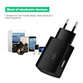 Miniatyrbillede 6 af 8: Universal QC2.0 USB-oplader EU 100-240V stik 15W hurtigoplader vægoplader til telefon (sort)