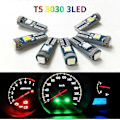 Miniatyrbilde 2 av 5: T5 LED-lyspære (pakke med 10, hvitt lys) T10 3030 3smd 3led instrumentlys, egnet for internt speedometer, instrumentpanel, indikatorlys