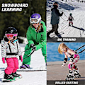Miniatyrbillede 3 af 4: Ski- og snowboardsele til børn - Træningsline til at lære dit barn det grundlæggende i skiløb og snowboarding - JRCN sort