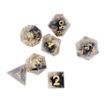 Miniatyrbillede 4 af 8: 7 stk. polyhedral harpiks terningesæt klare tal rollespil udsøgt samleobjekt gave til familie venner sort+guld