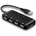 Miniatyrbild 1 av 5: USB 3.0-hubb - 4 portar, strömförsörjd, 5 Gbit/s dataöverföringshastighet, strömbrytare och LED