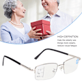 Pikkukuva 8 / 8: Metalliset Multifocal-väsymystä lievittävät lukulasit Blue Rays Presbyopic -lasit 150 hopea