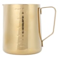 Miniatyrbillede 2 af 8: Rustfrit stål kaffemælk skummende kopkande med skala til hjem kaffelatte kunstguld 600ML