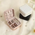 Miniatyrbillede 5 af 5: Bærbar PU Læder Smykke Organizer Rejse Opbevaringsboks med Lås til Ringe Øreringe og Mere