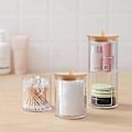 Miniatyrbillede 4 af 5: Akryl Opbevaringsboks med Bambuslåg - Makeup Organizer til Badeværelset til Vatrondeller og Vatpinde E