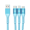 Miniatyrbillede 2 af 5: 3 i 1 Hurtigopladningskabel Nylon Flet 66W Høj Effekt Effektiv Universal Adapter til IOS til Android og Type C Frozen