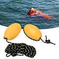 Miniatyrbild 6 av 8: Kajakbåt koppelrep med boj Flytande boll Rostfri stålkrok för fiske Driftankare System Dubbelboll Gul Svart rep
