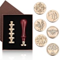 Miniatyrbilde 1 av 4: Voks Segl Kit, Voks Segl Stempel Kit, med Stempel og Skje, 6 Messing Segl